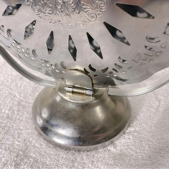 Vintage Silver Tone Three Tier Folding Dessert Sandwich  Serving Tray - Picture 14 of 16